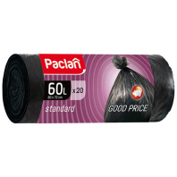 PACLAN Пакет для мусора 60л  60*72  ПНД черные,  20шт/рул STANDART (8 мкм) 1/42  арт.П-163467/402110