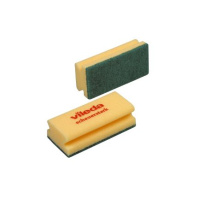 Губка Виледа (зеленый абразив), жёлтый, 7х15 см 1/10, арт. 101404